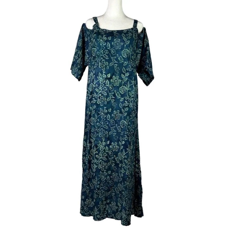 Soft Surroundings Cold Shoulder Floral Hawaiian Maxi Dress. Small